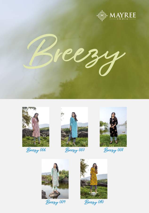 Mayree Breezy Fancy Designer Ethnic Wear Rayon Kurti With Bottom Collection